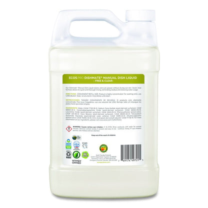 Dishmate Manual Dish Liquid, Free and Clear, 1 gal Jug, 4/Carton
