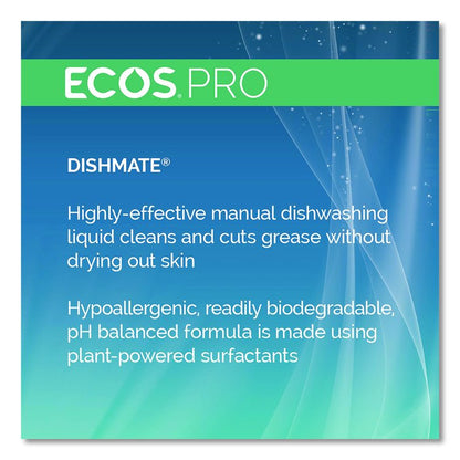 Dishmate Manual Dish Liquid, Free and Clear, 1 gal Jug, 4/Carton