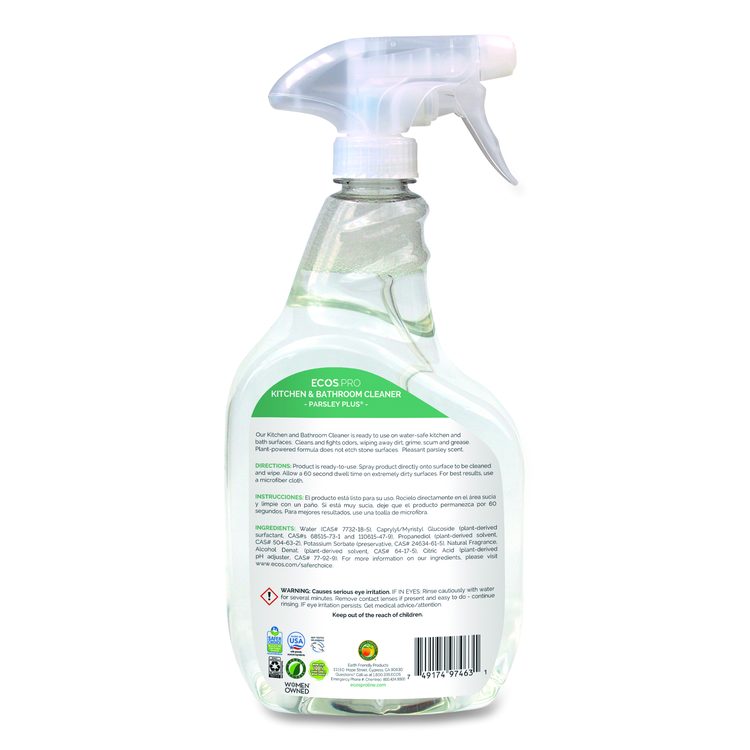 Parsley Plus All-Purpose Kitchen and Bathroom Cleaner, Parsley Scent, 32 oz Spray Bottle, 6/Carton