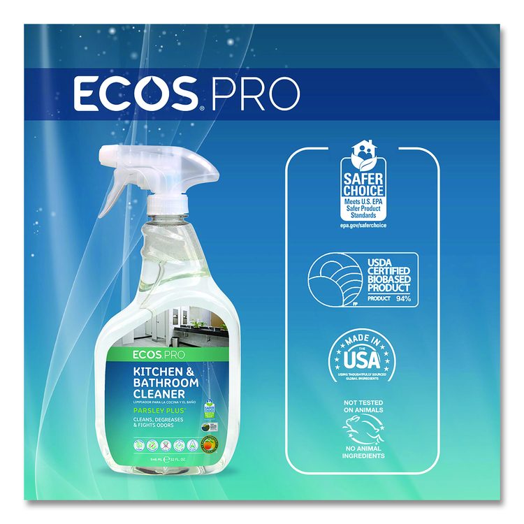 Parsley Plus All-Purpose Kitchen and Bathroom Cleaner, Parsley Scent, 32 oz Spray Bottle, 6/Carton