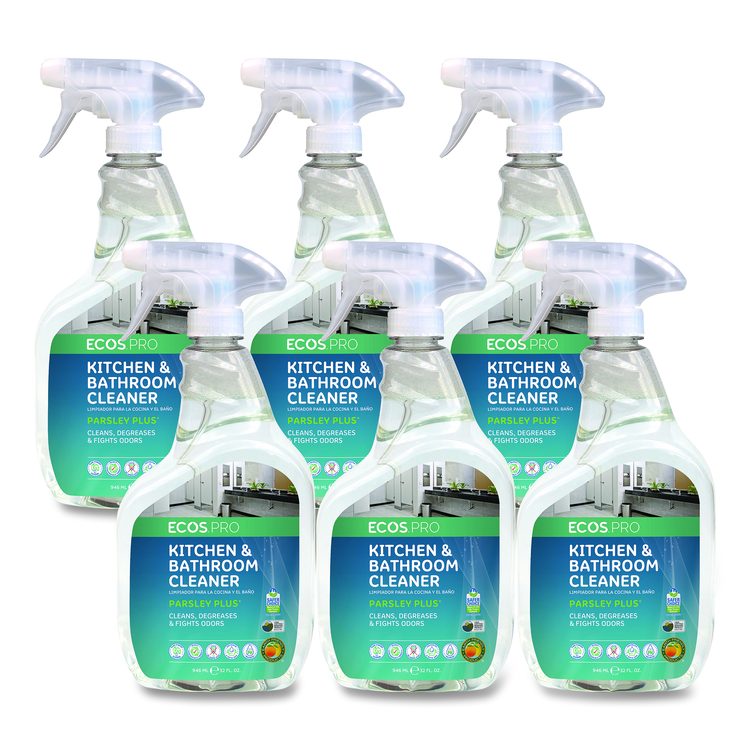 Parsley Plus All-Purpose Kitchen and Bathroom Cleaner, Parsley Scent, 32 oz Spray Bottle, 6/Carton