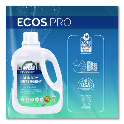 Laundry Detergent Liquid, Free and Clear, 170 oz Jug, 2/Carton