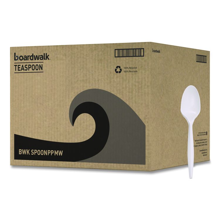 Mediumweight Polypropylene Cutlery, Spoon, 5.31", Plastic, White, 1,000/Carton
