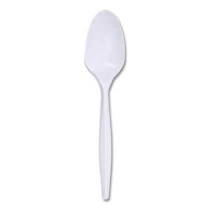 Mediumweight Polypropylene Cutlery, Spoon, 5.31", Plastic, White, 1,000/Carton
