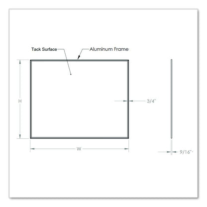 Vinyl Bulletin Board with Aluminum Frame, 87.91" x 48.5", Navy Surface, Satin Aluminum Frame