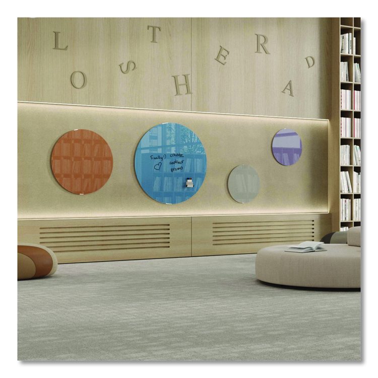 Coda Low Profile Circular Magnetic Glassboard, 24 x 24, Denim Surface