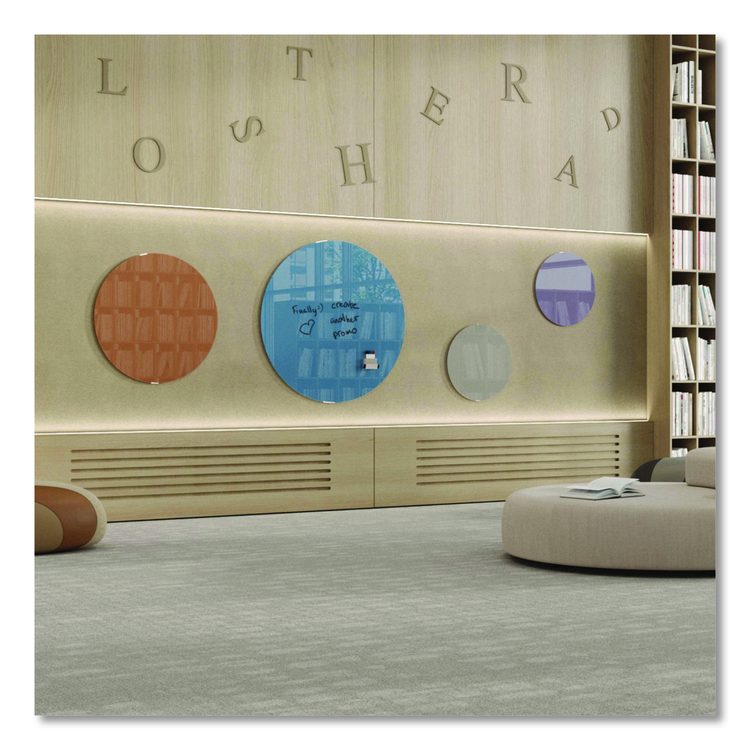 Coda Low Profile Circular Magnetic Glassboard, 36 x 36, Denim Surface