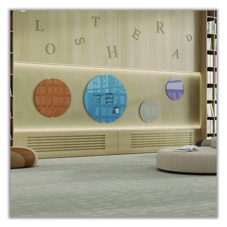 Coda Low Profile Circular Non-Magnetic Glassboard, 24 x 24, Denim Surface