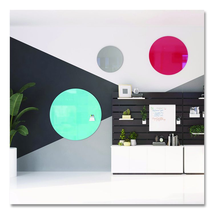 Coda Low Profile Circular Non-Magnetic Glassboard, 36 x 36, Denim Surface