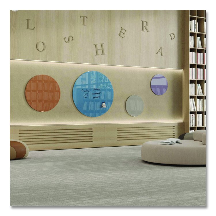 Coda Low Profile Circular Non-Magnetic Glassboard, 48 x 48, Denim Surface