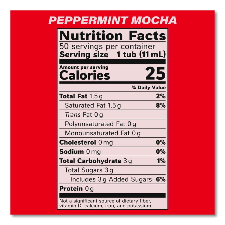Liquid Coffee Creamer, Peppermint Mocha/Pumpkin Spice, 0.38 oz Mini Cups, 50/Pack, 4 Packs/Carton