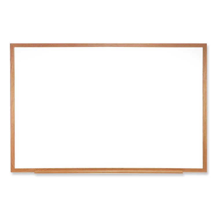 M1 Porcelain Magnetic Whiteboard, 87.94" x 48.5", White Surface, Natural Wood Frame