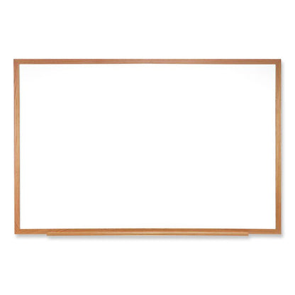 M1 Porcelain Magnetic Whiteboard, 87.94" x 48.5", White Surface, Natural Wood Frame