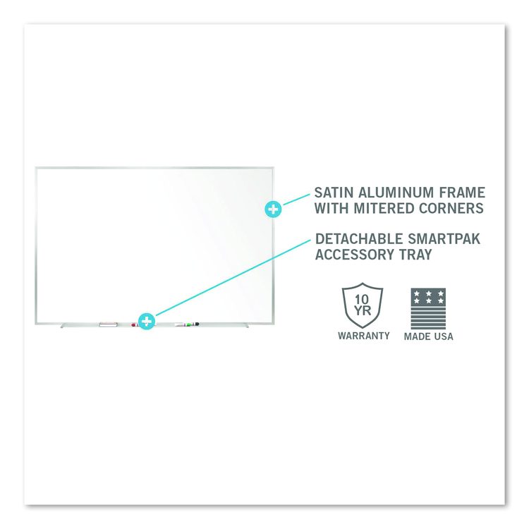 Non-Magnetic Whiteboard with Aluminum Frame, 87.91" x 48.5", White Surface, Satin Aluminum Frame