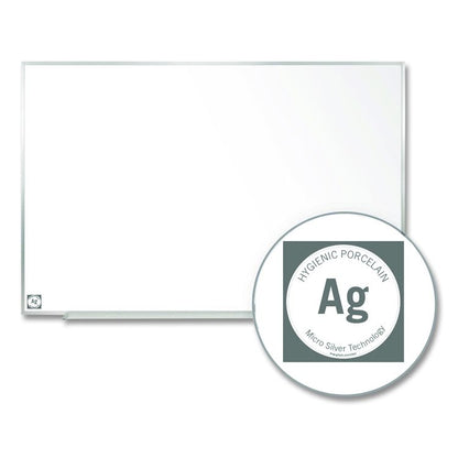 Hygienic Porcelain Magnetic Whiteboard with Aluminum Frame, 87.91" x 48.5", White Surface, Satin Aluminum Frame