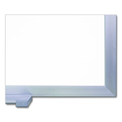 Two-Piece M1 Porcelain Magnetic Whiteboard, 144.5" x 48.5", White Surface, Satin Aluminum Frame