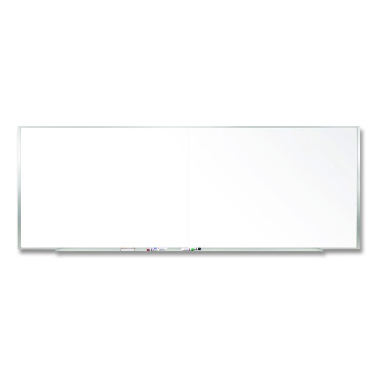 Two-Piece M1 Porcelain Magnetic Whiteboard, 176" x 48.5", White Surface, Satin Aluminum Frame
