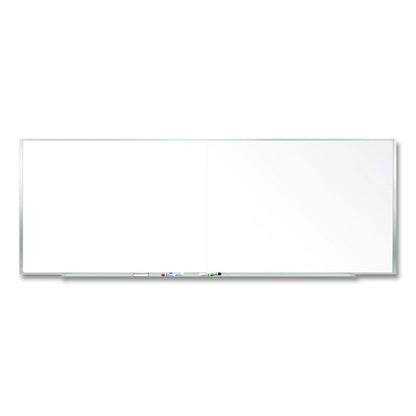 Two-Piece M1 Porcelain Magnetic Whiteboard, 176" x 48.5", White Surface, Satin Aluminum Frame