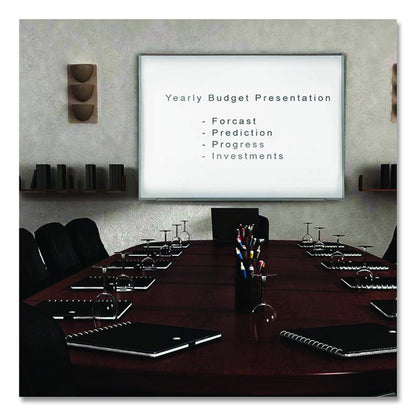Proma Projection Magnetic Porcelain Whiteboard, 87.91" x 48.5", White Surface, Satin Aluminum Frame