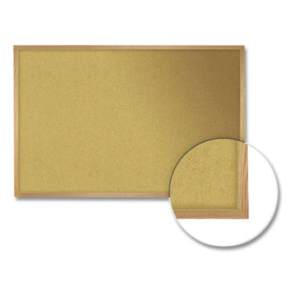 Natural Cork Bulletin Board with Wood Frame, 87.94" x 48.5", Tan Surface, Natural Oak Frame