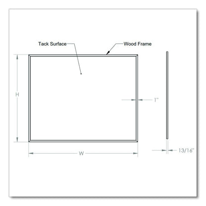Natural Cork Bulletin Board with Wood Frame, 87.94" x 48.5", Chocolate Surface, Natural Oak Frame