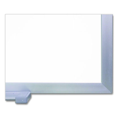 M1 Porcelain Magnetic Whiteboard with Box Tray, 87.91 x 51.25, White Surface, Satin Aluminum Frame