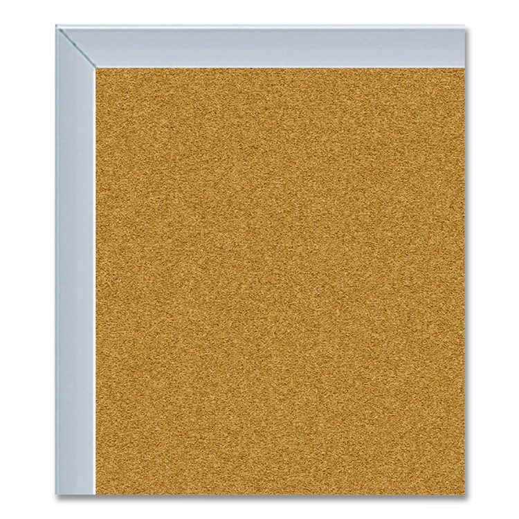 Natural Cork Bulletin Board with Aluminum Frame, 87.91" x 48.5", Tan Surface, Satin Aluminum Frame