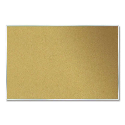 Natural Cork Bulletin Board with Aluminum Frame, 87.91" x 48.5", Tan Surface, Satin Aluminum Frame