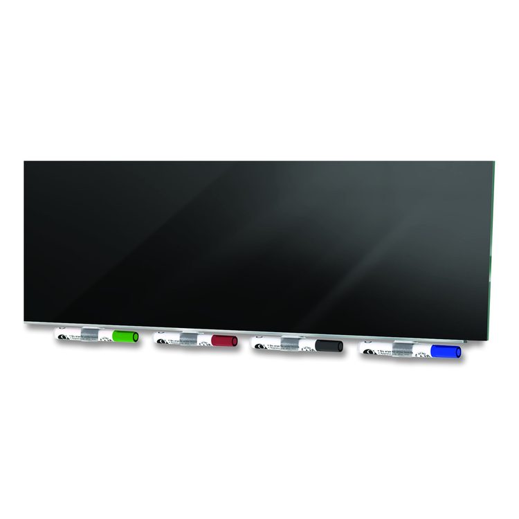 Aria Low-Profile Frameless Magnetic Glassboard, 36" x 24", Black Surface