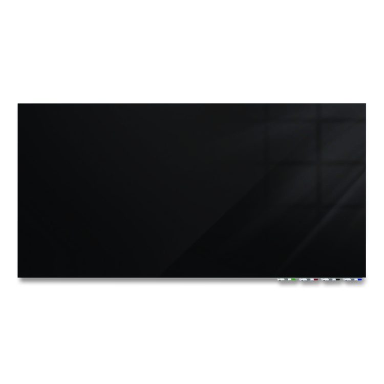 Aria Low-Profile Frameless Magnetic Glassboard, 36" x 24", Black Surface