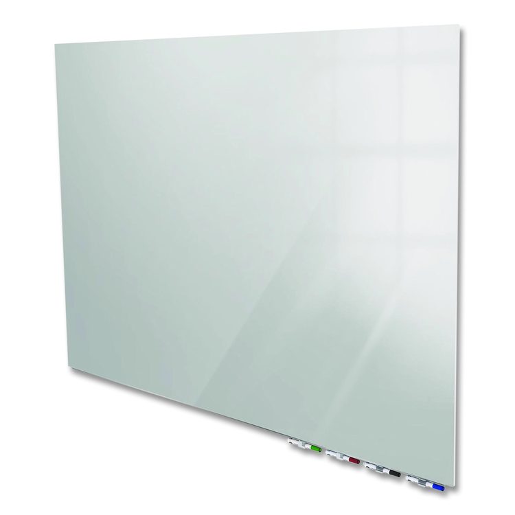 Aria Low-Profile Frameless Magnetic Glassboard, 36" x 24", Gray Surface
