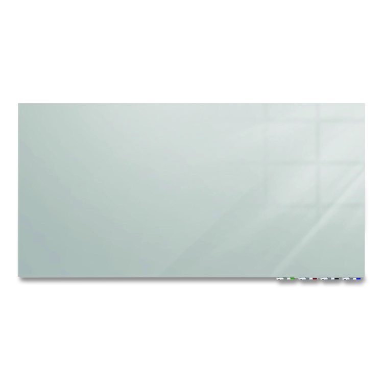 Aria Low-Profile Frameless Magnetic Glassboard, 36" x 24", Gray Surface