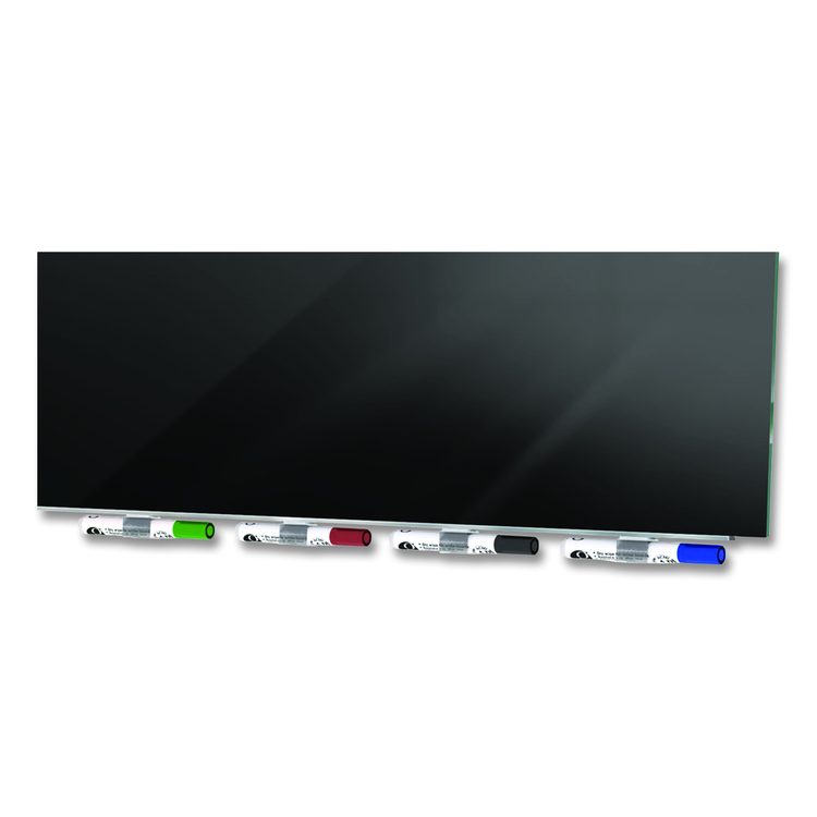 Aria Low-Profile Frameless Magnetic Glassboard, 48" x 36", Black Surface