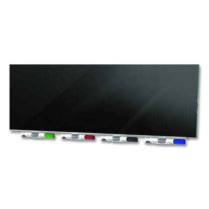 Aria Low-Profile Frameless Magnetic Glassboard, 48" x 36", Black Surface