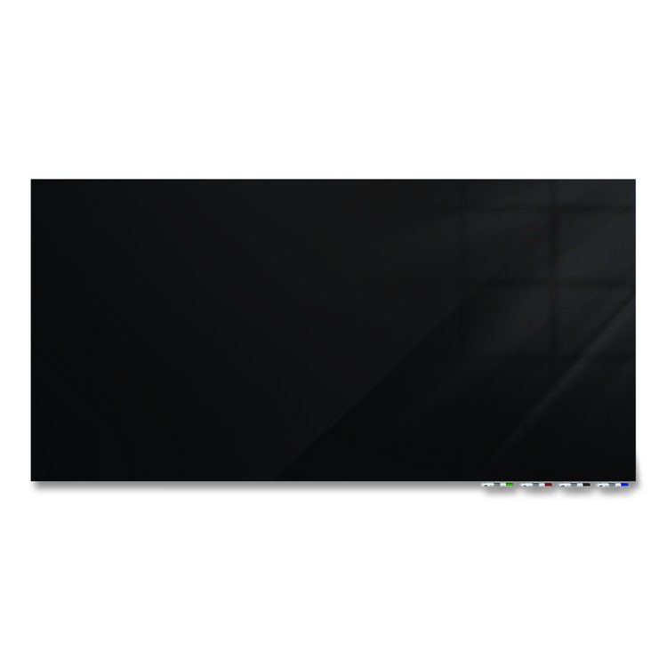 Aria Low-Profile Frameless Magnetic Glassboard, 48" x 36", Black Surface