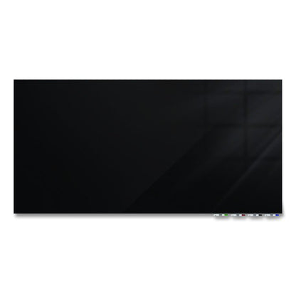 Aria Low-Profile Frameless Magnetic Glassboard, 48" x 36", Black Surface