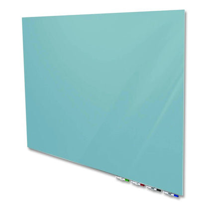 Aria Low-Profile Frameless Magnetic Glassboard, 48" x 36", Denim Blue Surface