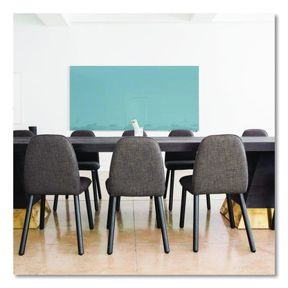 Aria Low-Profile Frameless Magnetic Glassboard, 48" x 36", Denim Blue Surface