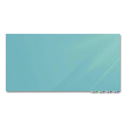 Aria Low-Profile Frameless Magnetic Glassboard, 48" x 36", Denim Blue Surface