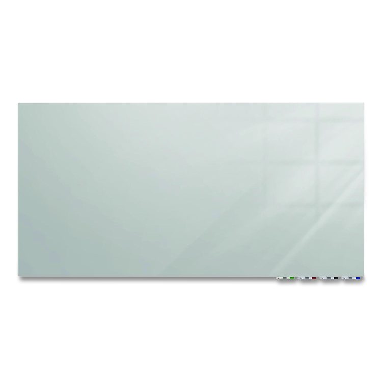 Aria Low-Profile Frameless Magnetic Glassboard, 48" x 36", Gray Surface