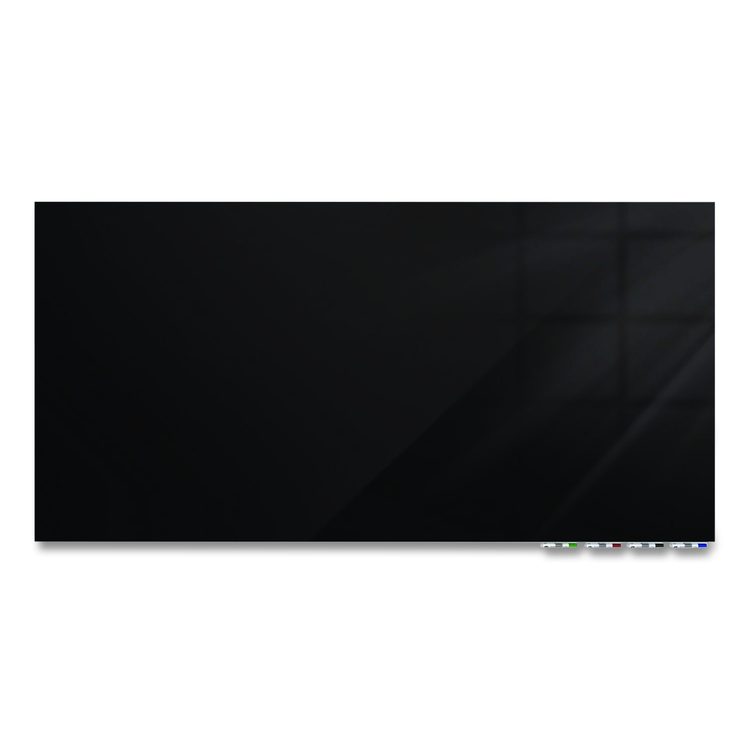 Aria Low-Profile Frameless Magnetic Glassboard, 60" x 36", Black Surface