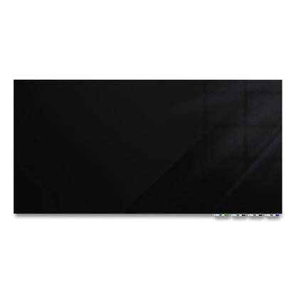 Aria Low-Profile Frameless Magnetic Glassboard, 60" x 36", Black Surface