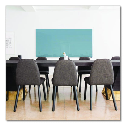 Aria Low-Profile Frameless Magnetic Glassboard, 60" x 36", Denim Blue Surface