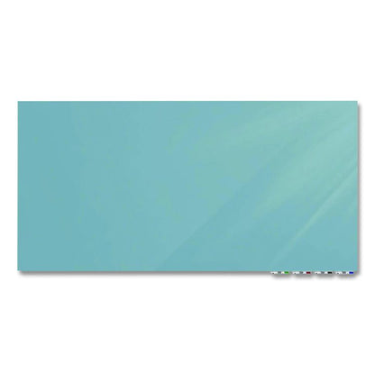 Aria Low-Profile Frameless Magnetic Glassboard, 60" x 36", Denim Blue Surface