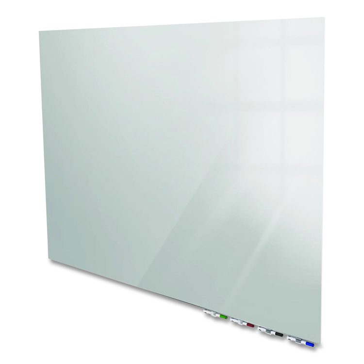 Aria Low-Profile Frameless Magnetic Glassboard, 60" x 36", Gray Surface