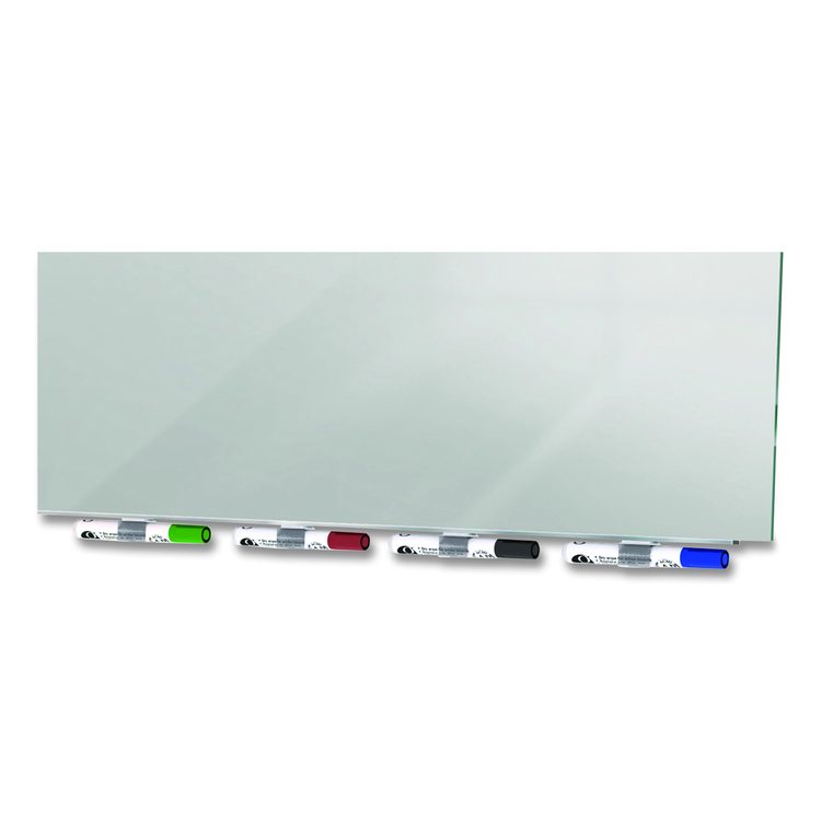 Aria Low-Profile Frameless Magnetic Glassboard, 60" x 36", Gray Surface