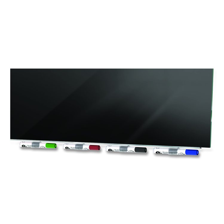 Aria Low-Profile Frameless Magnetic Glassboard, 72" x 48", Black Surface