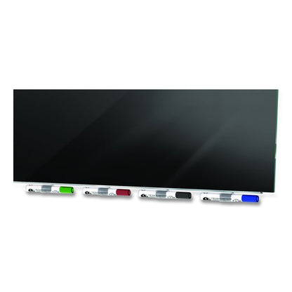 Aria Low-Profile Frameless Magnetic Glassboard, 72" x 48", Black Surface
