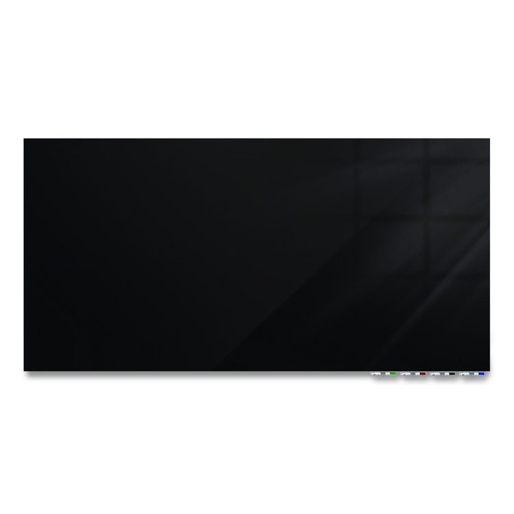 Aria Low-Profile Frameless Magnetic Glassboard, 72" x 48", Black Surface
