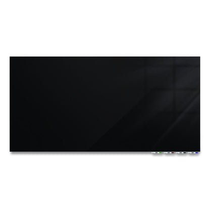 Aria Low-Profile Frameless Magnetic Glassboard, 72" x 48", Black Surface
